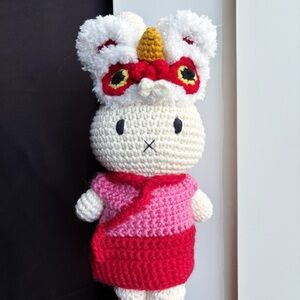 Handmade crochet new year lion dance hat dress for Just Dutch Miffy bunny